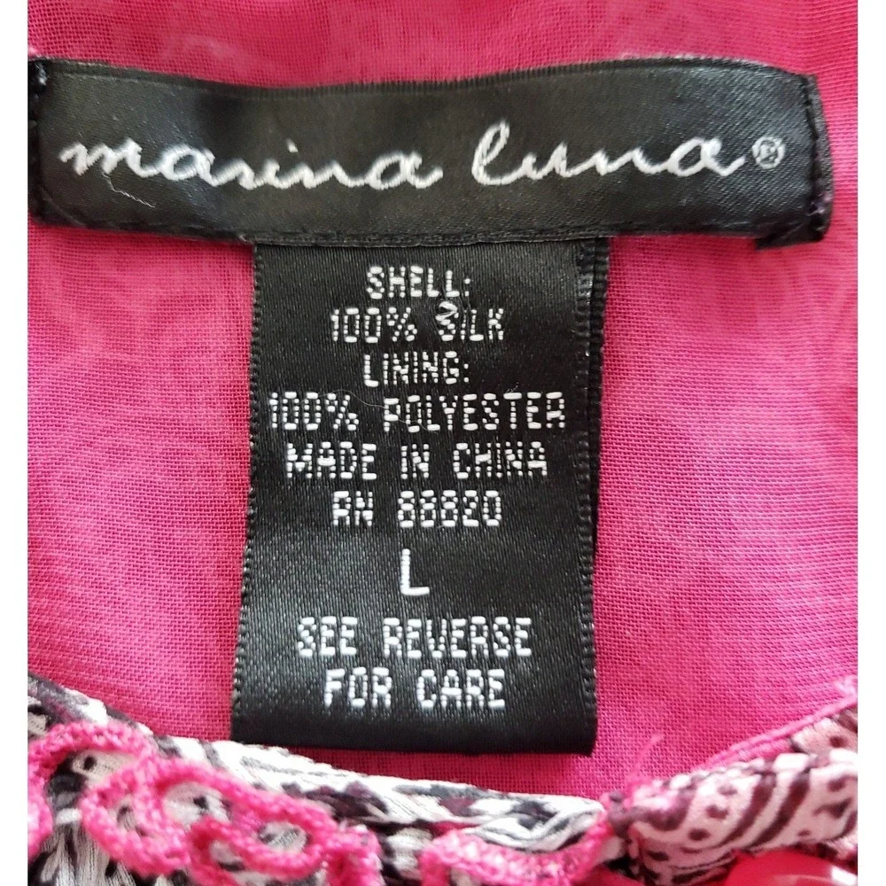 Marina Luna Silk Womans Sleeveless‎ Blouse Size Large